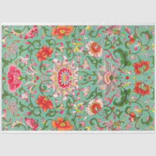 Mousseline Superbe papier découpage floral turquoise