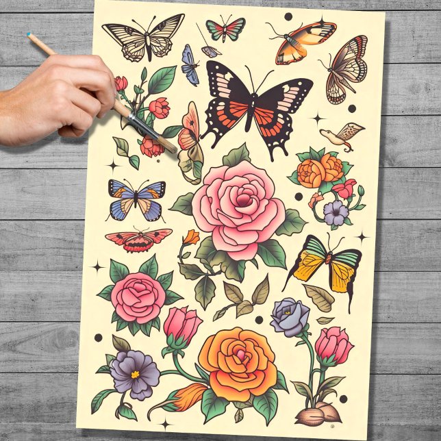 Mousseline Tatouage 1 Papier de découpage (Créateur téléchargé)