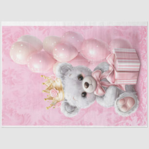 Mousseline Teddy Bear Rose Colonnes Papier Tissu