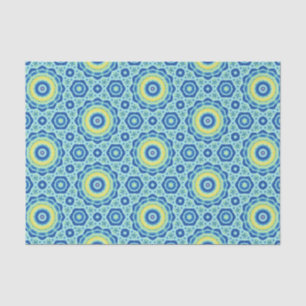 Mousseline Teinture bleue Motif Mandala - Papier Tissu