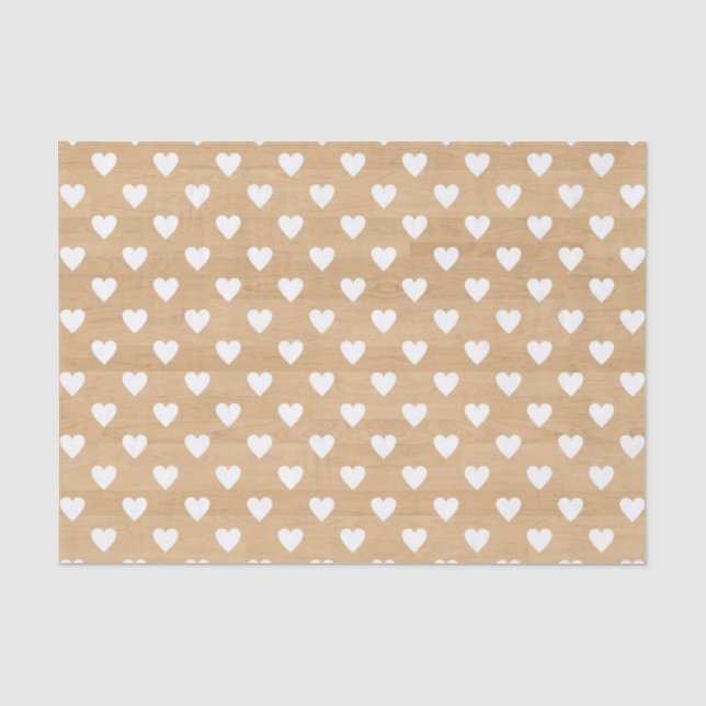 Mousseline Texture en bois rustique avec Coeurs blancs Papier (Recto)