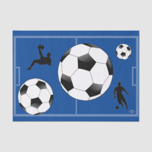 Mousseline Thème de soccer Gift papier Tissu Bleu HAMbyWG