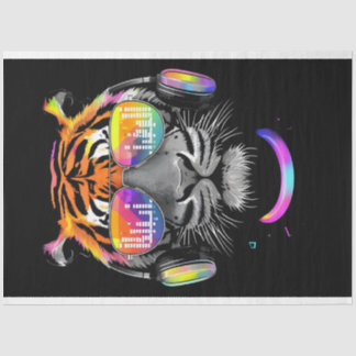 Mousseline Tigre de néon avec casque Papier Tissu