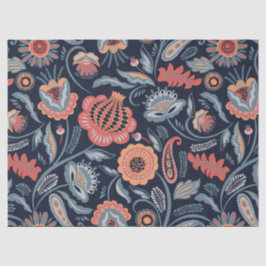 Mousseline Tissu ou papier découpage - Boho Bold Floral Blue