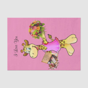 Mousseline Tissu Papier Giraffe Chocolat Floral Rose