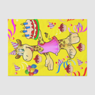 Mousseline Tissu Papier Giraffe Joyeux anniversaire