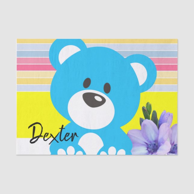 Mousseline Tissu Papier rayures Teddy Ours (Recto)