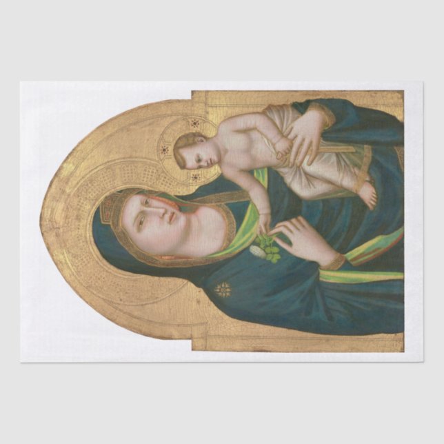 MOUSSELINE TISSUE PAPIER : MADONNA & ENFANT : GIOTTO : 1337 (Recto)