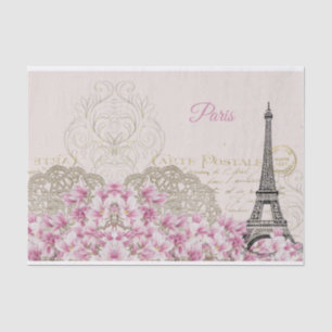 Mousseline Tour Eiffel, Paris Pink Magnolia Papier Tissu