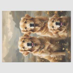 Mousseline Trois Chiens Retriever du Golden Papier Tissu Port