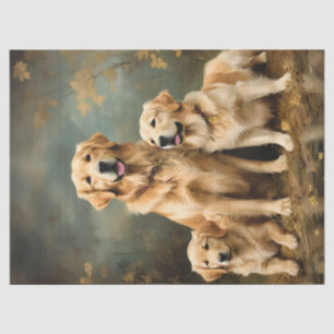 Mousseline Trois Chiens Retriever du Golden Portrait Papier d