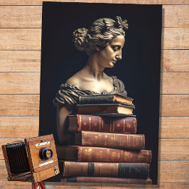 Mousseline Une femme en pierre avec des livres 3 papier décou
