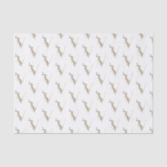 Mousseline V Monogramme Floral Papier Tissu (Recto)