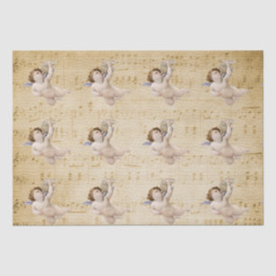Mousseline Vintage Angels Musical Notes Feuille Tissu Papier