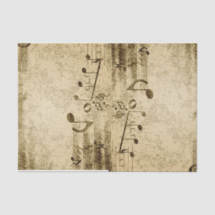 Mousseline Vintage Parchemin Musical Notes Papier Tissu