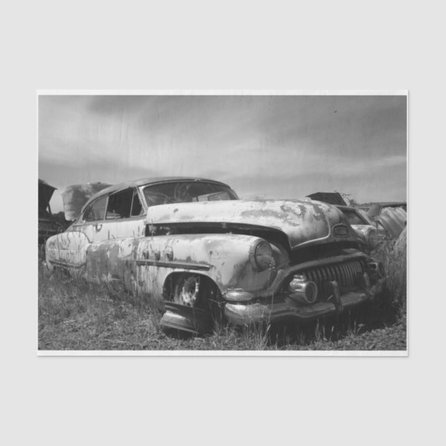 Mousseline Voiture classique ancienne dans un papier Junkyard (Recto)