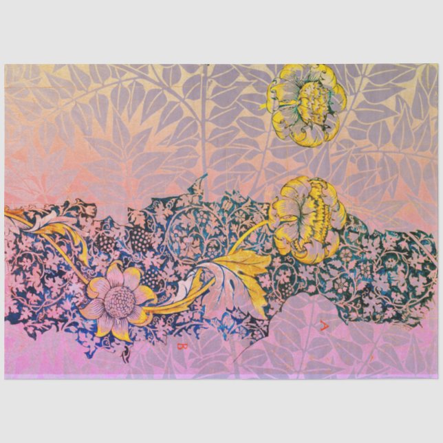 Mousseline William Morris FLEURS ET FEUILLE Tissus Papier (Recto)