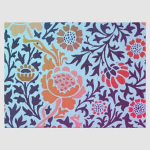 Mousseline William Morris FLEURS SUR LE papier de tissus BLEU