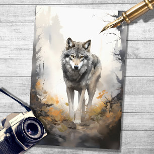 Mousseline Wolf en forêt 3 papier de découpage
