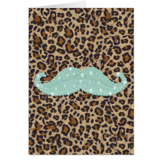 Moustache et poster de animal verts turquoises