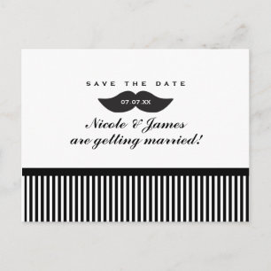 Moustache noir & blanc Enregistrer la date Carte p