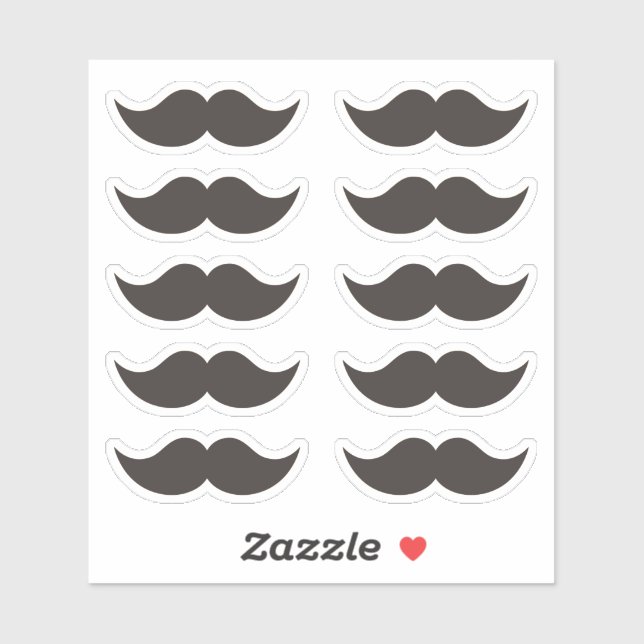 Moustache noire Ensemble de 10 autocollants (Feuille)