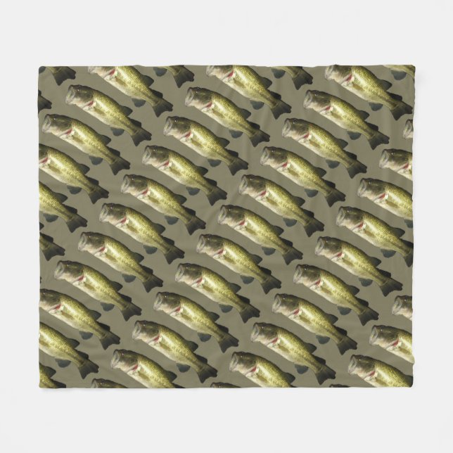 Mouth Bass Fish Muster Hunter Green Mens Fleecedecke (Vorderseite (Horizontal))