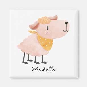 Mouton à l'aquarelle mignon & Magnet nom