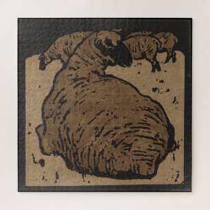 Mouton - Animaux Carrés Illustration Jigsaw Puzzle