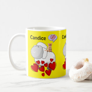 Mouton Coeurs rouges Coeurs jaunes Mug