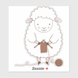 Mouton Mignon qui Tricote de la Laine Marron Aufkleber