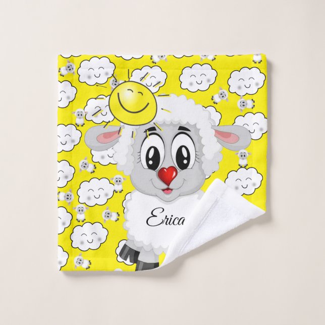 Mouton Soleil Jaune Nuages Mains Serviettes de toi (Gant de toilette)