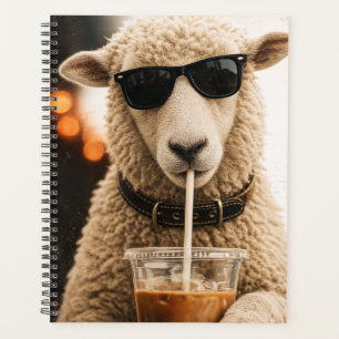 Moutons cools buvant du café glacé