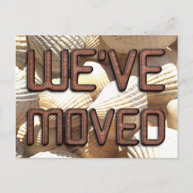 Moved, New Address Muscheln Stone Bricks Typografi Ankündigungspostkarte (Vorderseite)