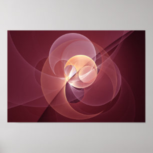 Movement Abstrakt Modern Wine Red Pink Fraktal Kun Poster