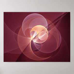 Movement Abstrakt Modern Wine Red Pink Fraktal Kun Poster