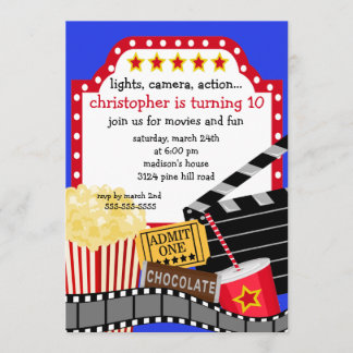 Movie Birthday Party Einladung