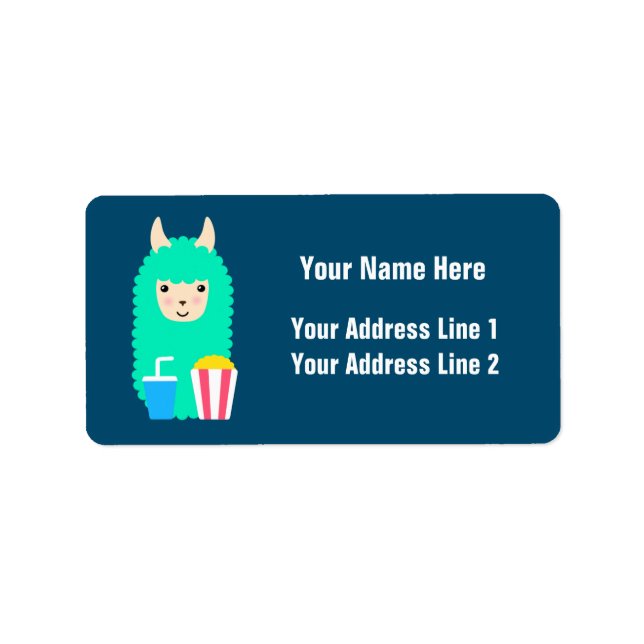 Movie Buff Llama Emoji Adressaufkleber (Vorne)