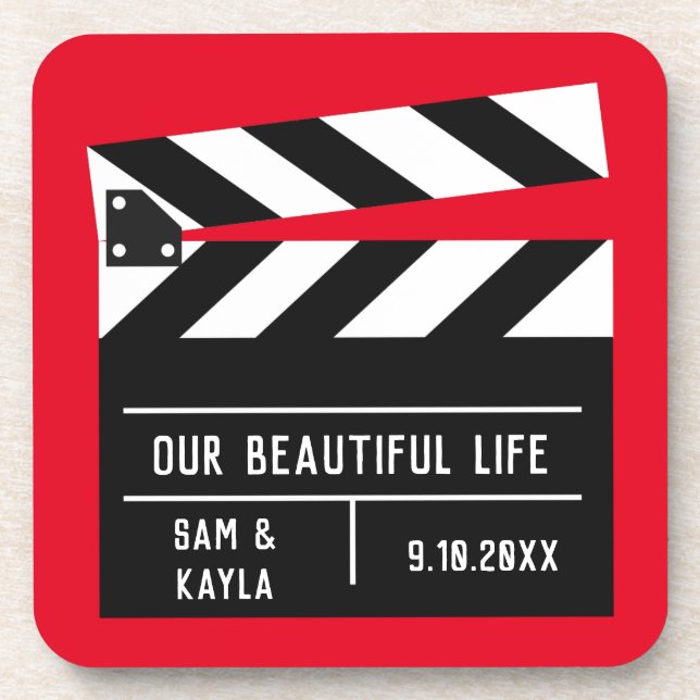 Movie Clapboard - individualisierbarer Keepake Getränkeuntersetzer (Vorderseite)