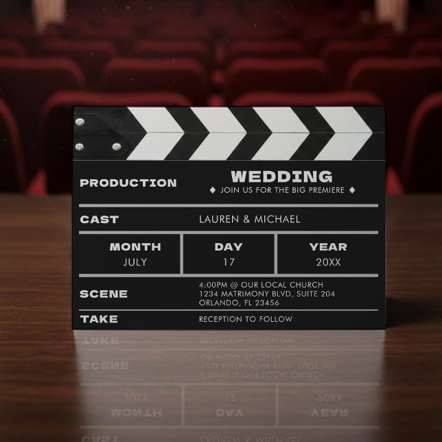 Movie Film Clap Board Wedding Einladung (Von Creator hochgeladen)