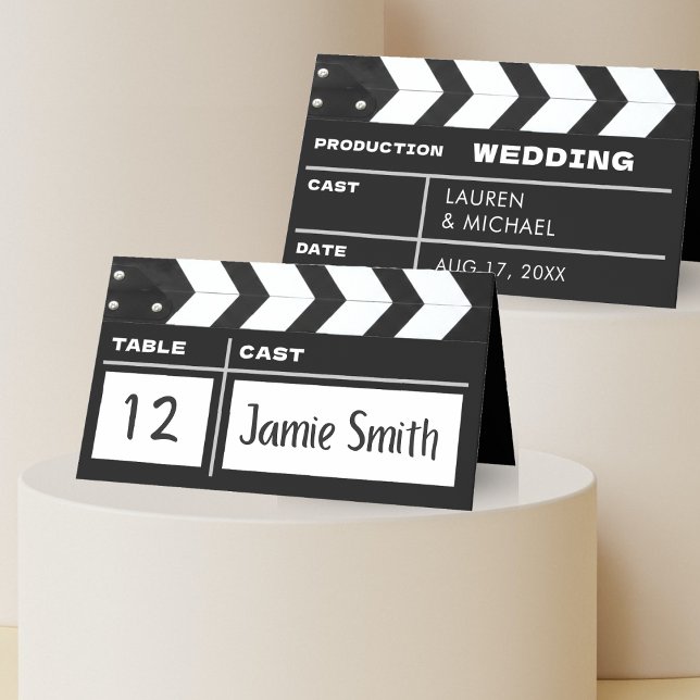 Movie Film Clap Board Wedding Reception Table Platzkarte (Von Creator hochgeladen)