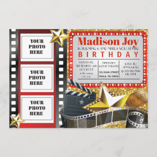 MOVIE HOLLYWOOD FOTO Geburtstagsparty Einladung