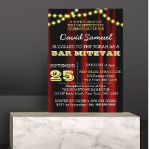 Movie Lights Yellow Bar Mitzvah Einladung