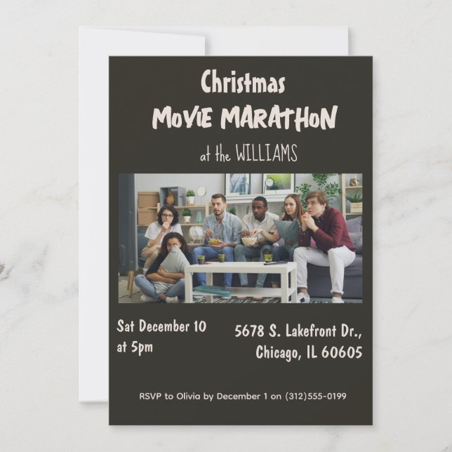 Movie Marathon Christmas Party Invitation Einladung (Vorderseite)