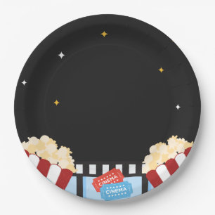 Movie Night Backyard Party Popcorn Theater Thema Pappteller