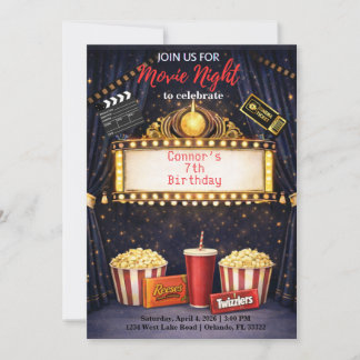 Movie Night Birthday Invitation  Einladung