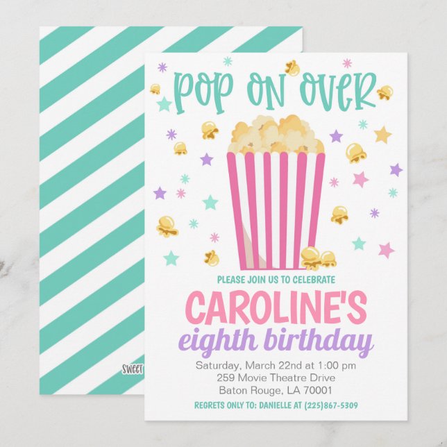 Movie Night Birthday Party Einladung (Vorne/Hinten)