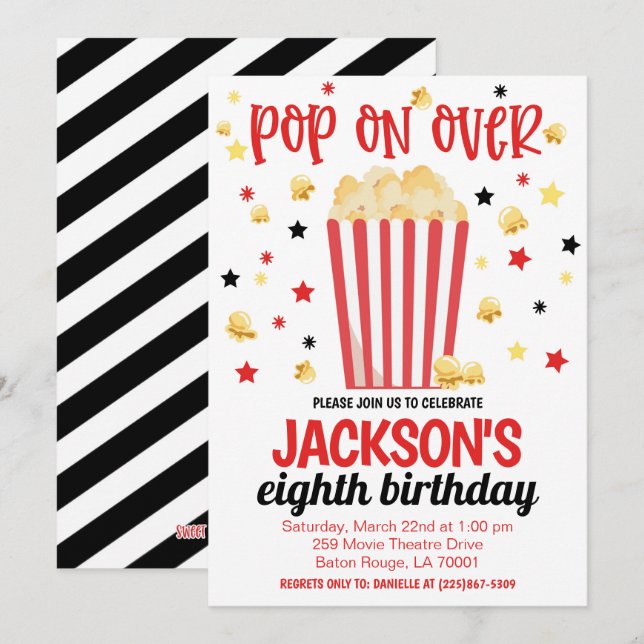 Movie Night Birthday Party Einladung (Vorne/Hinten)