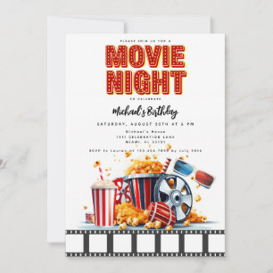 Movie Night Birthday Party Movie Party Einladung