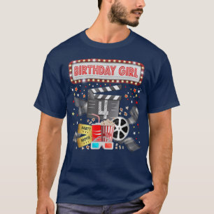 Movie Night Birthday Party Pajama Slumber Popcorn T-Shirt